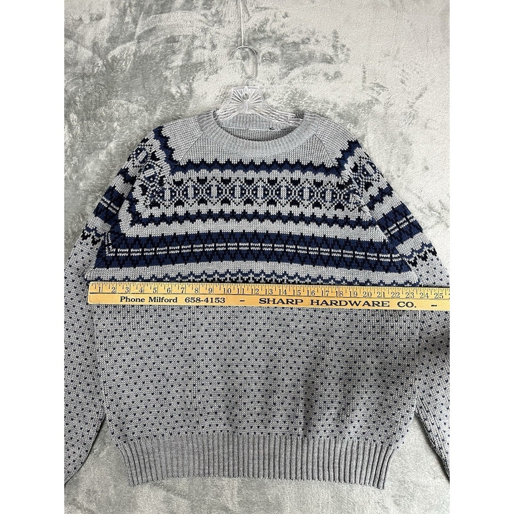 Vintage 80s 90s Crew Neck Grandpa Sweater Mens XL Gray Grunge Retro Academia - Picture 9 of 12